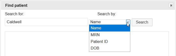 Find Patient Dialog Box Screenshot